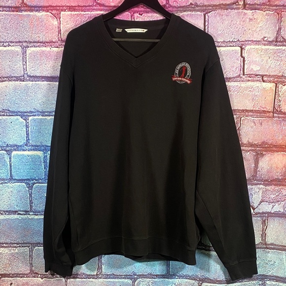 Cutter & Buck Joe Morgan Invitational V-Neck Pullover XL Black Pima Cotton Golf - Picture 1 of 11